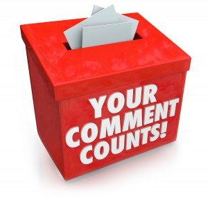 Your Comment Counts words on a red suggestion box to illustrate